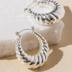 Silver Croissant Hoops 2