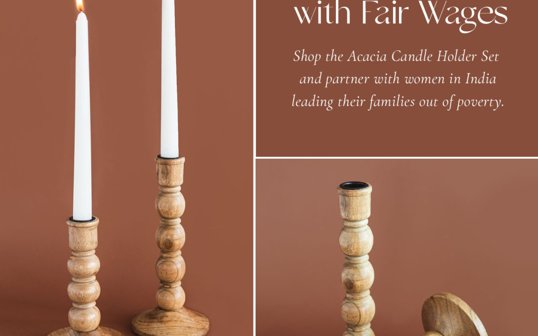 Acacia Candle Holders + Christmas Blend Coffee